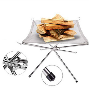 Outdoor Portable Wood Burning Stand Stainless Steel Folding Camping Fire Pit For Outdoor