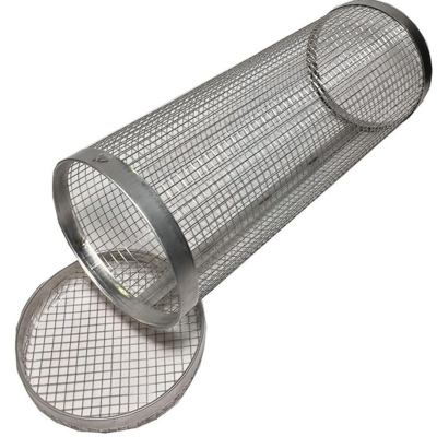 stainless steel barbecue wire mesh net cylinder rolling grill basket for camping picnic