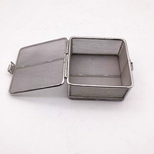 Medical 304 Stainless Steel Disinfection Basket Medical Instrument Tray with Retractable Handle