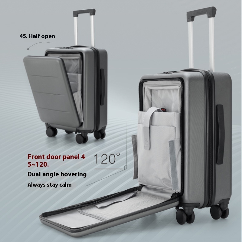 Hard Shell Spinner Wheels Travel Suitcase Carry On Luggage With Front Compartment and USB Charging Port