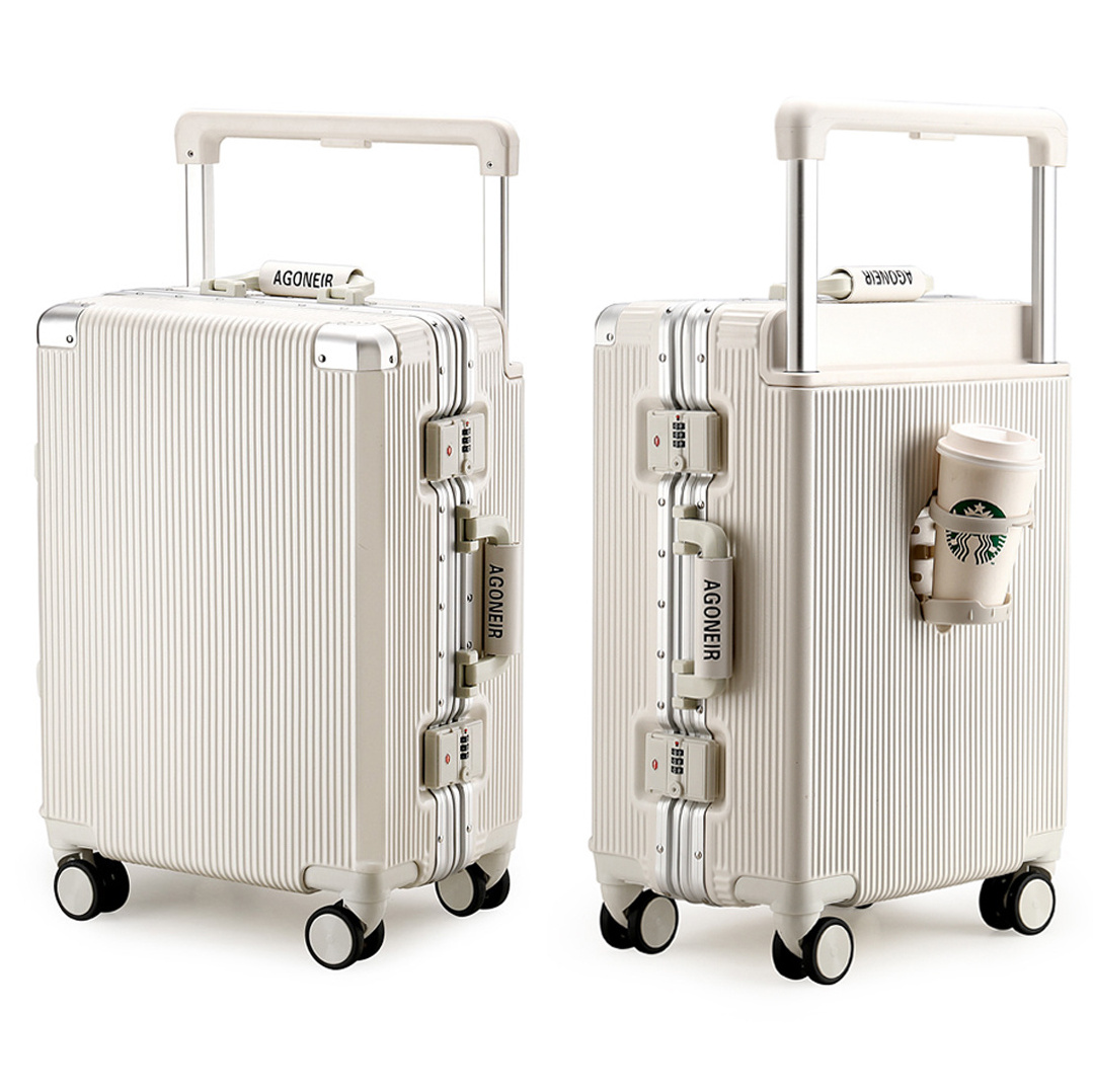 Luxury Trendy Rolling Spinner ABS Hardside Wide Travel Trolley Carry on Luggage Suitcase With Cup Holder