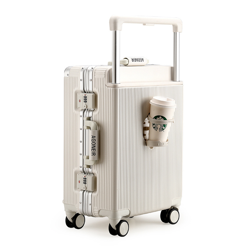 Luxury Trendy Rolling Spinner ABS Hardside Wide Travel Trolley Carry on Luggage Suitcase With Cup Holder