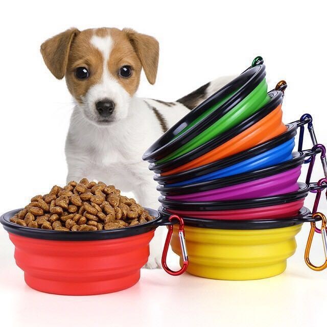 Amazon hot sale products silicone collapsible dog bowls dog water bottle feeder Foldable food bowl for pets