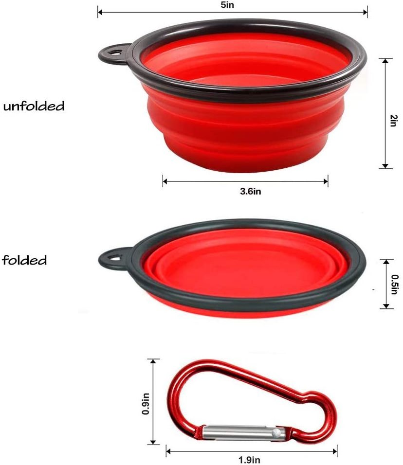 Amazon hot sale products silicone collapsible dog bowls dog water bottle feeder Foldable food bowl for pets