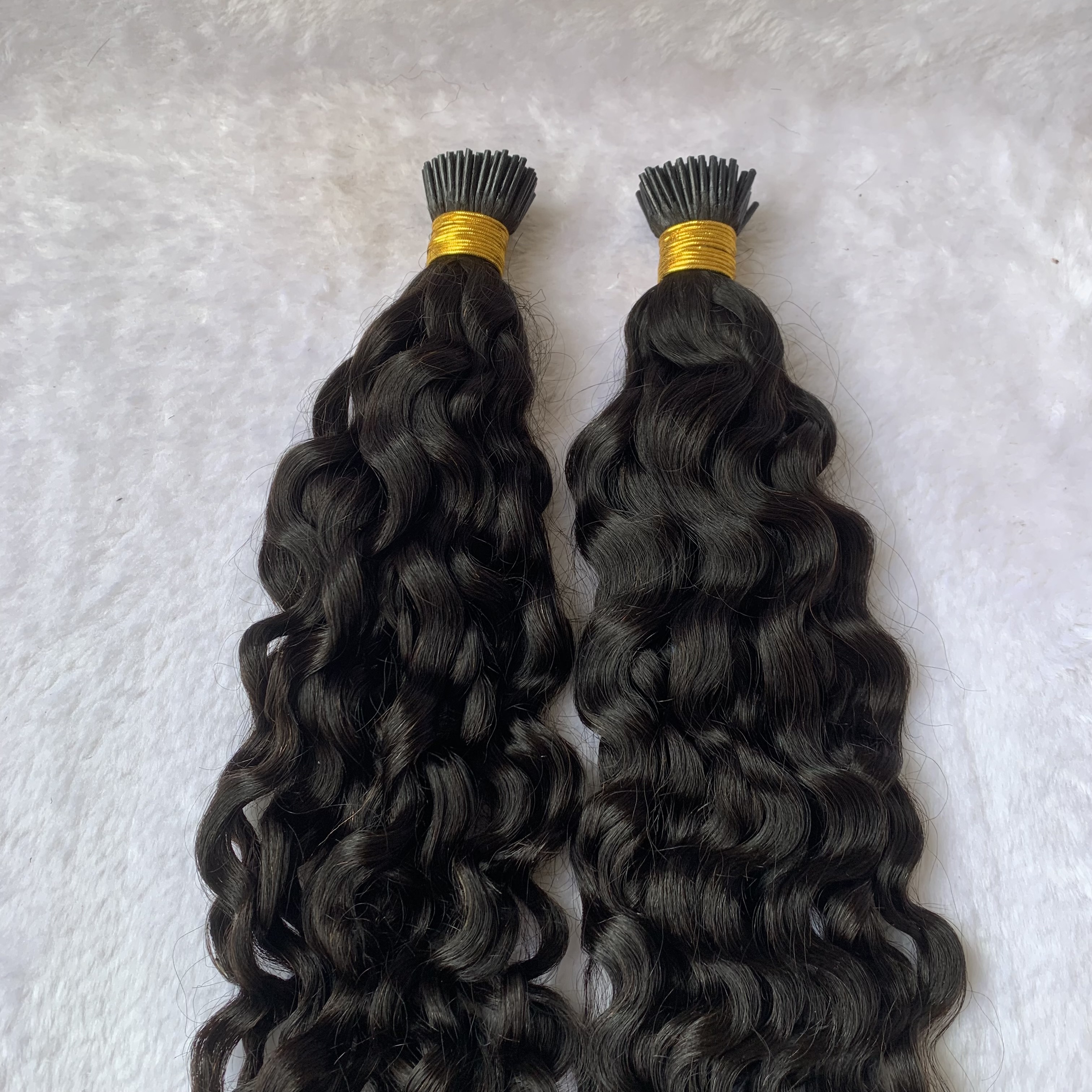 Raw Virgin Remy Curly I Tip Hair Extensions Wholesale Cuticle Aligned Intact Pre Bonded Keratin Italian Glue 100% Human Hair