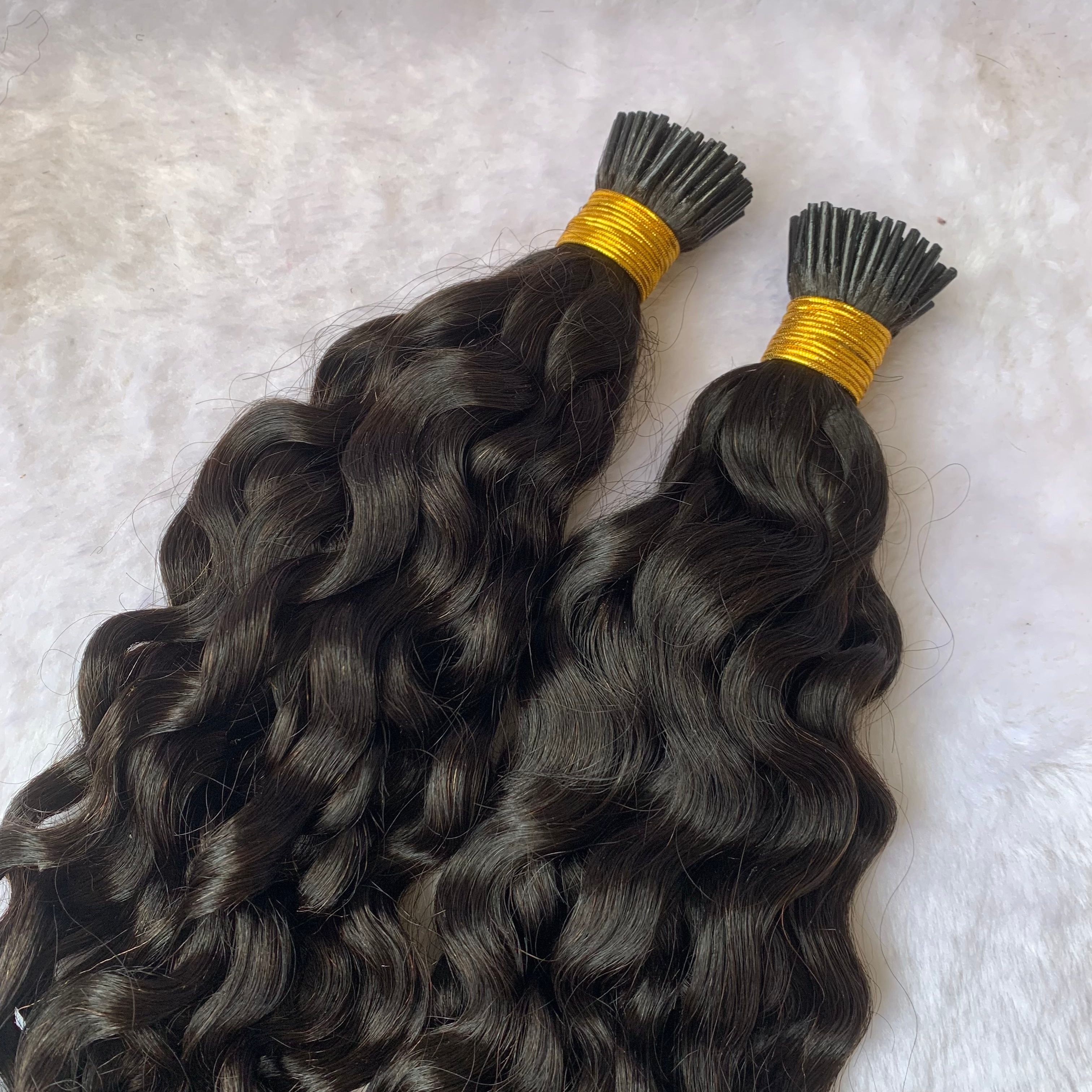 Raw Virgin Remy Curly I Tip Hair Extensions Wholesale Cuticle Aligned Intact Pre Bonded Keratin Italian Glue 100% Human Hair