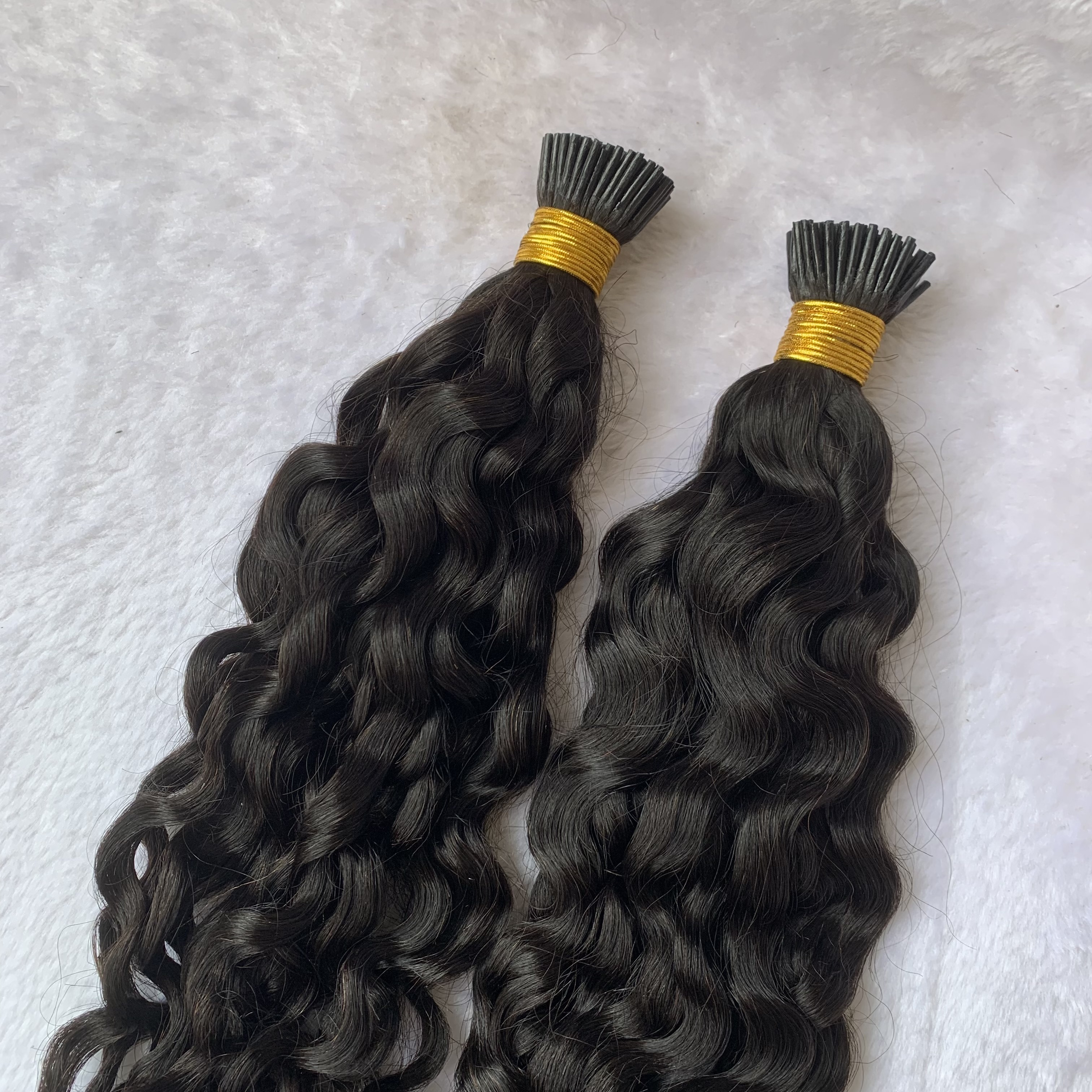 Raw Virgin Remy Curly I Tip Hair Extensions Wholesale Cuticle Aligned Intact Pre Bonded Keratin Italian Glue 100% Human Hair