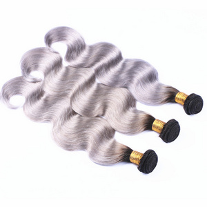 Alibaba best sellers wholesale cheap body wave brazilian sew in human hair weave 1b grey ombre hair