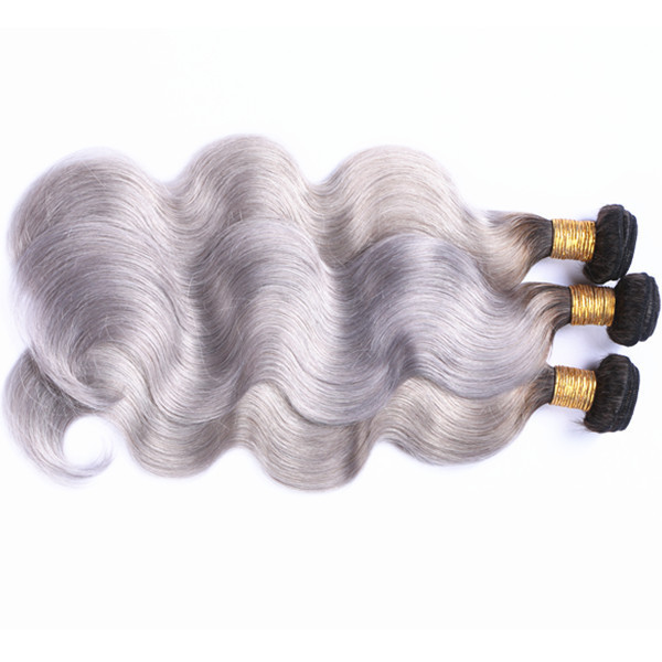 Alibaba best sellers wholesale cheap body wave brazilian sew in human hair weave 1b grey ombre hair