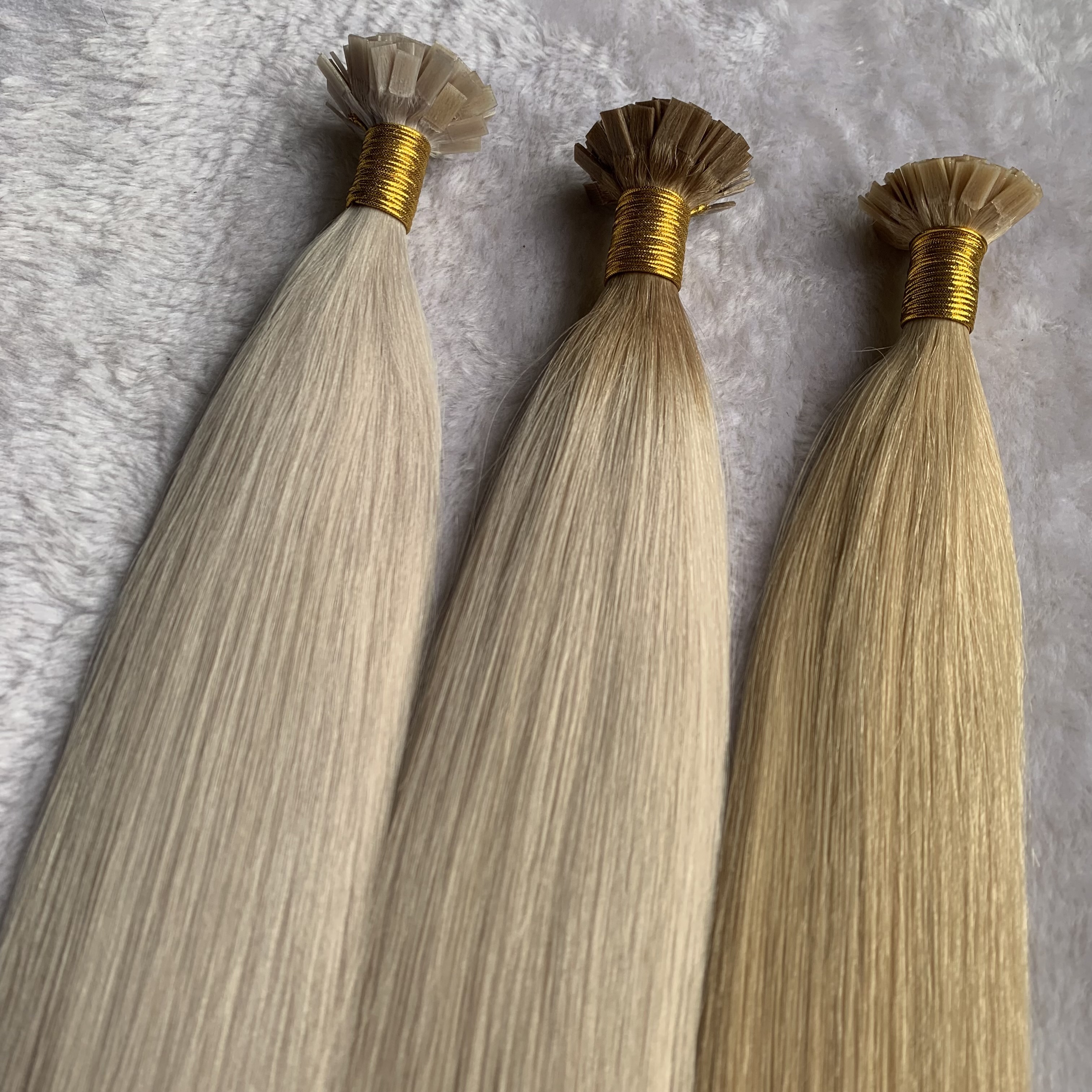 Wholesale 100% Cuticle Remy Aligned Keratin U Flat I Tip Natural Straight Human Hair Extensions Stick Flat tips