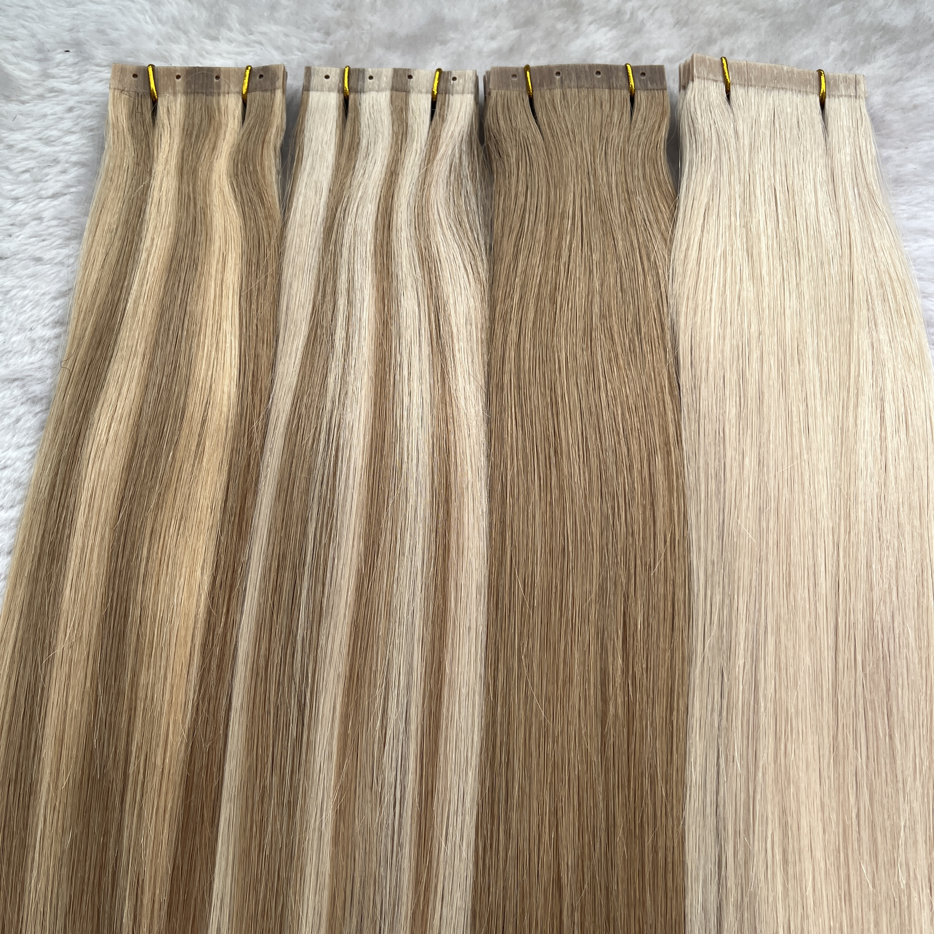 double drawn flat track russian remy human hair weave 100g invisible skin pu weft hair extensions with hole top and side