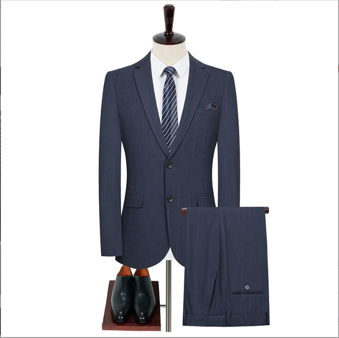 Men costume hommes classic three pieces navy blue suit tuxedos for men