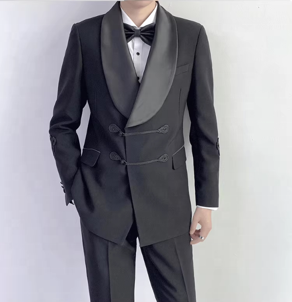 HC 2024 Slim Fit Tuxedo Chinese style gentleman plate button printed Customized Wholesale suit men