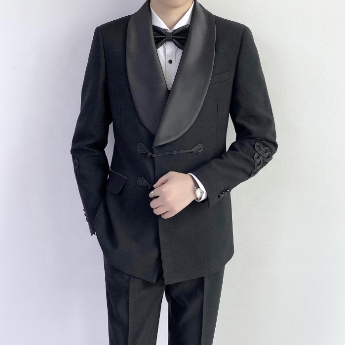 HC 2024 Slim Fit Tuxedo Chinese style gentleman plate button printed Customized Wholesale suit men