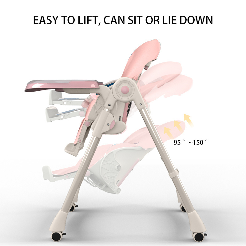 Adjustable High Chair Removable Tray Multifunction Toddler Kids High Chair for Feeding Hot Selling Baby Folding