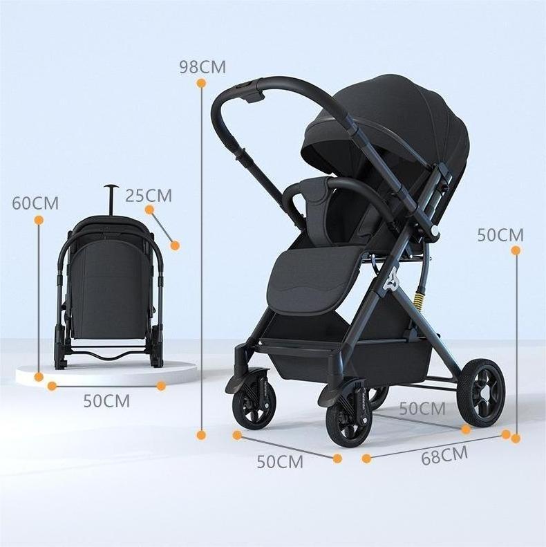 Stainless steel Frame Lightweight Baby Pushchair For Toddler Poussette Foldable Carriage Travel Pram 2 In 1 Baby Stroller