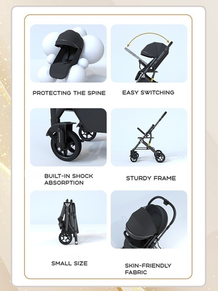 Wholesale Lightweight Stroller Baby Buggy Pushchair For Toddler Poussette Foldable Carriage Travel Pram 2 In 1 Stroller