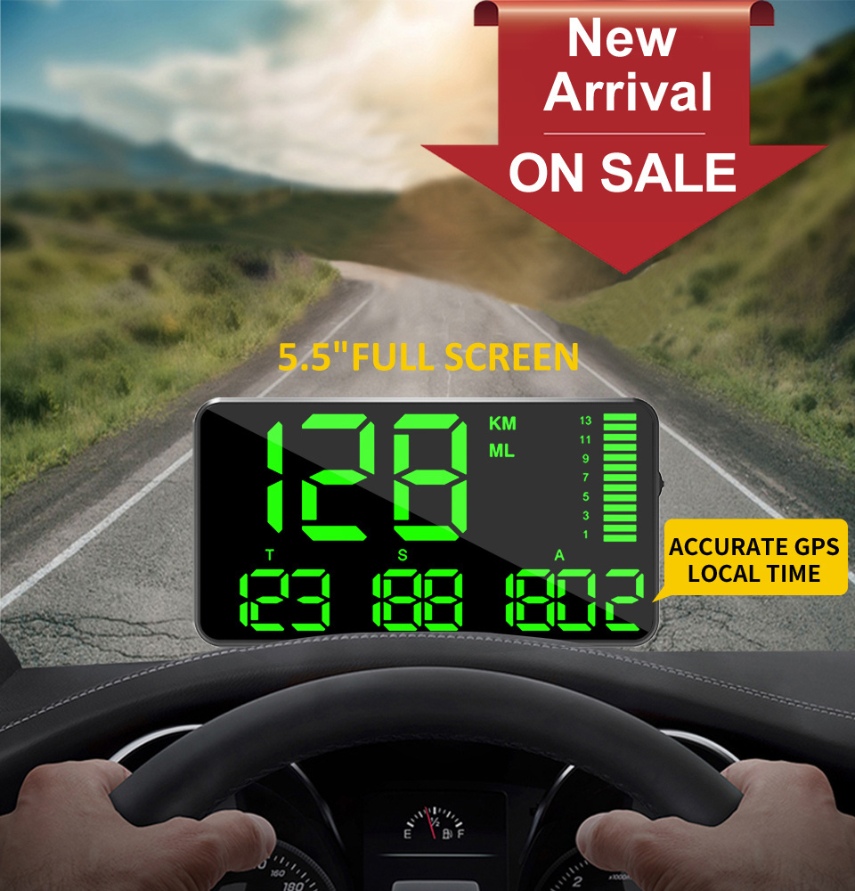 Waterproof Car Electronic Portable C90 GPS Tracker Digital Speedometer Vehicle Auto Hud Head up Display Meter with Large Screen