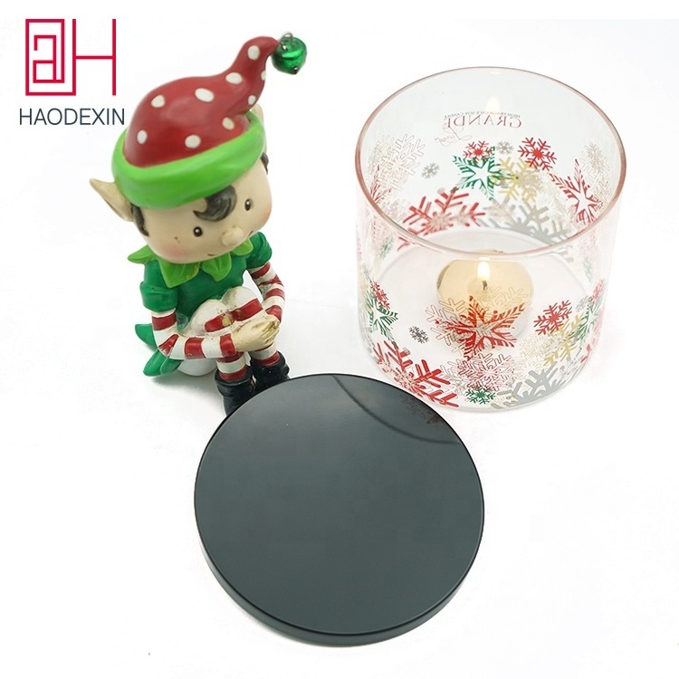 HAODEXIN glass jar with rose gold black silver metal tinplate lids caps closures for glass candles jar with silicone ring gasket