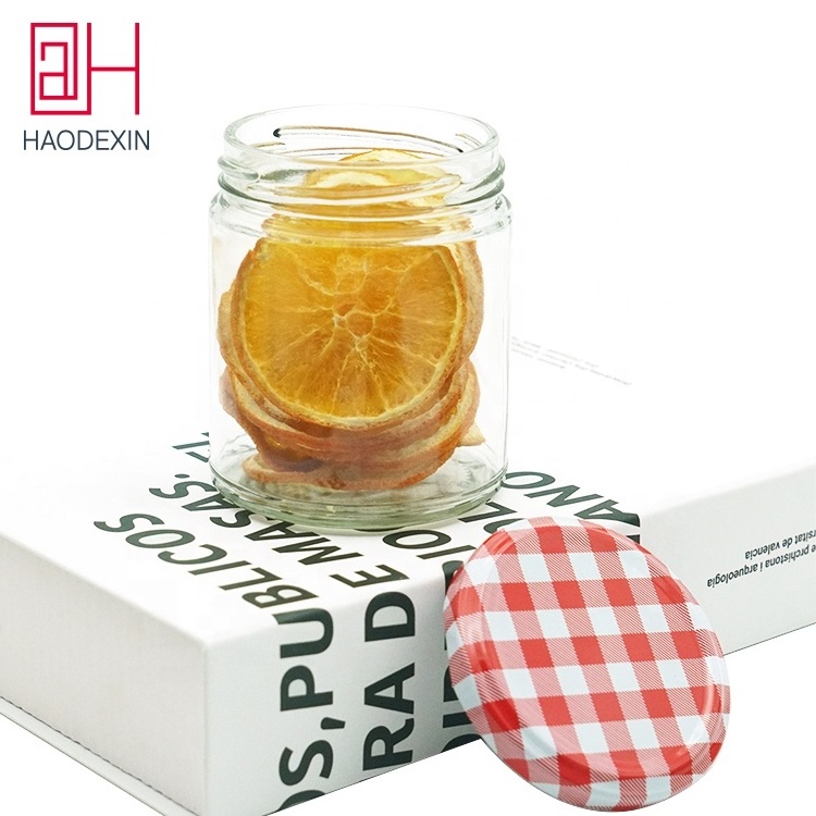 HAODEXIN grid pattern metal lids for glass jar candle tinplate can lid plaid pattern tea canister wide mouth jar lids wholesale