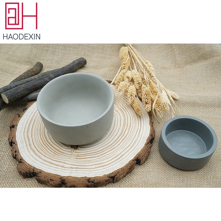 HAODEXIN cement grey wax candle bowl 2.5oz 8oz round concrete candle containers custom design engrave logo wholesale for decor