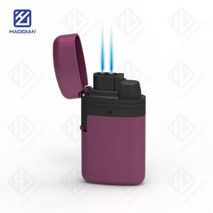 New Product Hot Selling Refillable Custom Logo Double Flame Jet Flame Lighter