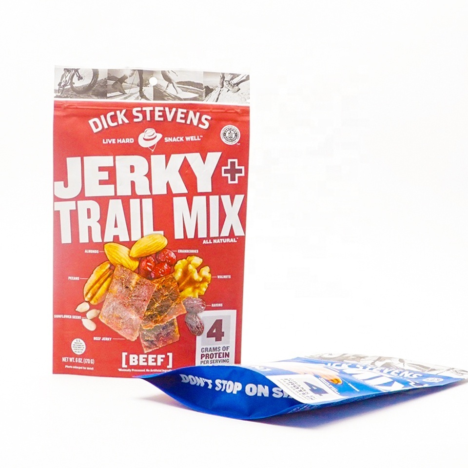 Mylar Zip Lock Snack Pouch Doypack Dry Beef Jerky Food Grade Aluminum Biltong Packaging dry food packaging