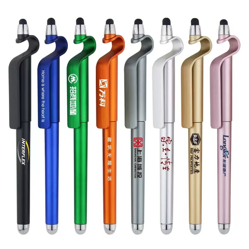 2023 new 3 In 1 Multi-function Mobile Phone Holder Plastic Ball Pens Screen Stylus Touch Pen