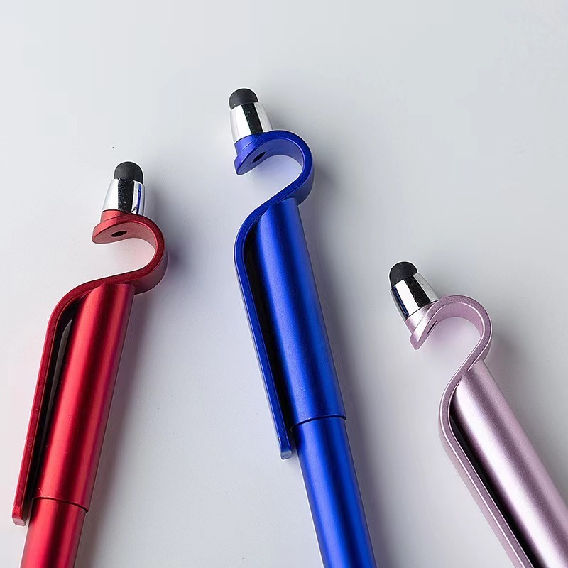 2023 new 3 In 1 Multi-function Mobile Phone Holder Plastic Ball Pens Screen Stylus Touch Pen