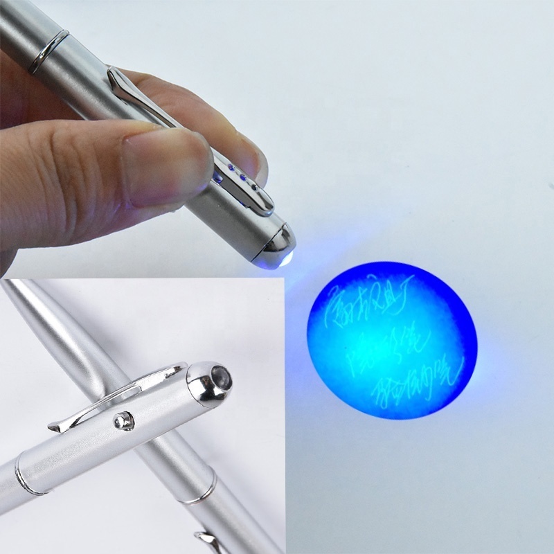 2022 creative Magic LED UV Light Ballpoint Pen with Invisible Ink Secret Spy Pen