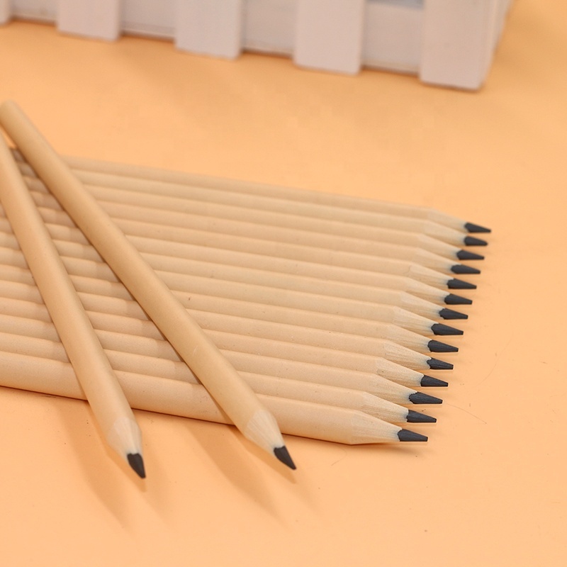 Stationery cheap wholesale bulk wooden round rod natural pencil HB with logo custom printing