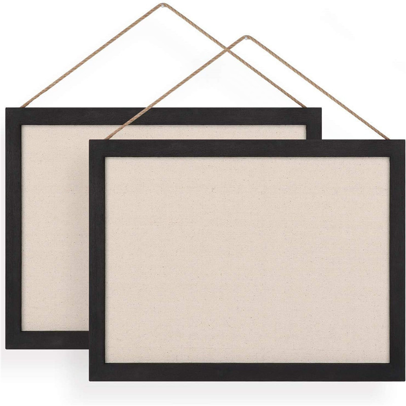 2-Pack Wood Board with Linen 16x11 inch Bulletin Boards Wall Decor Hanging Pin Wood Framed Display Bulletin Cork