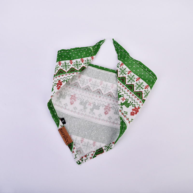 OEM Christmas design printing polyester custom printed triangle pet dog scarf bandana with logo for pets