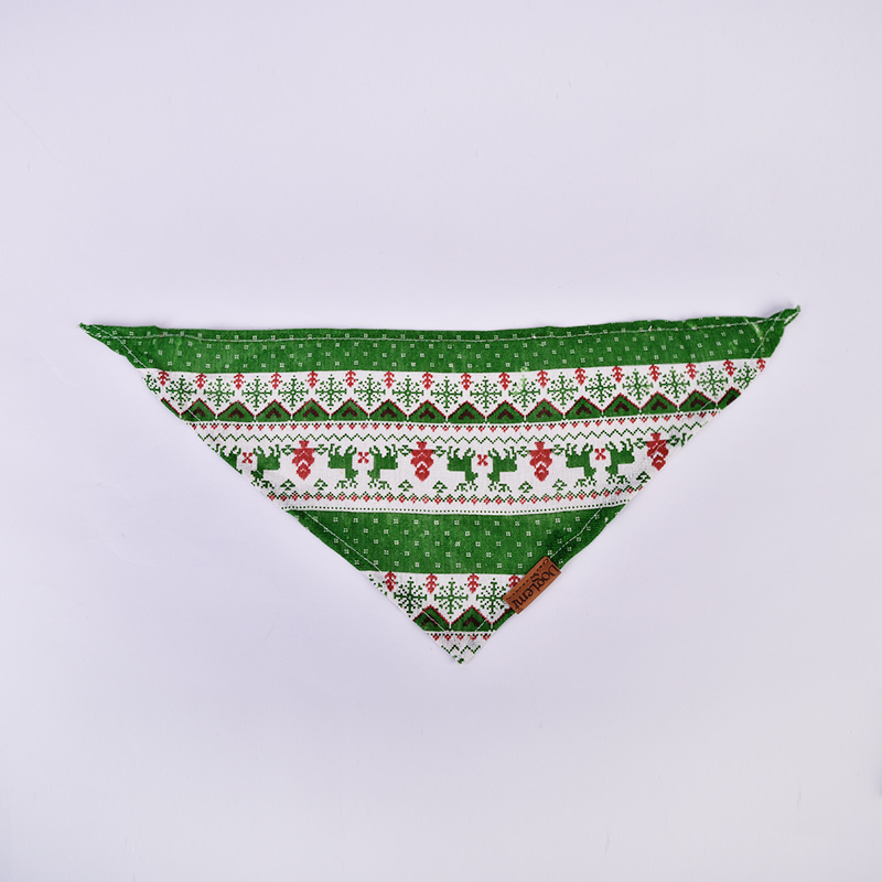 OEM Christmas design printing polyester custom printed triangle pet dog scarf bandana with logo for pets