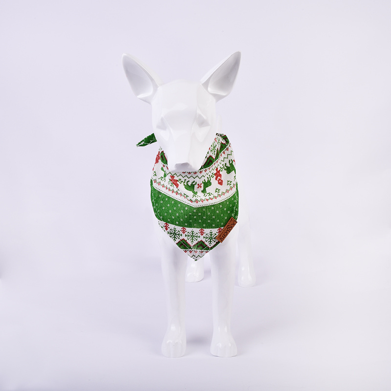 OEM Christmas design printing polyester custom printed triangle pet dog scarf bandana with logo for pets