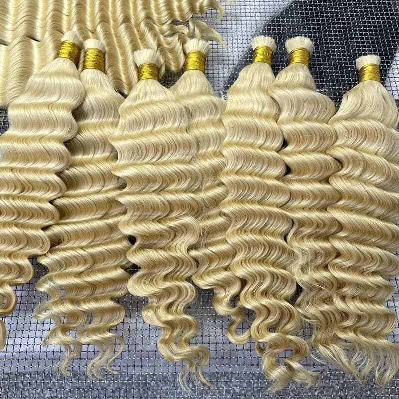 virgin no weft human hair bulk braiding human hair loose wave cabelo humano natural 613 afro kinky bulk human hair for braids