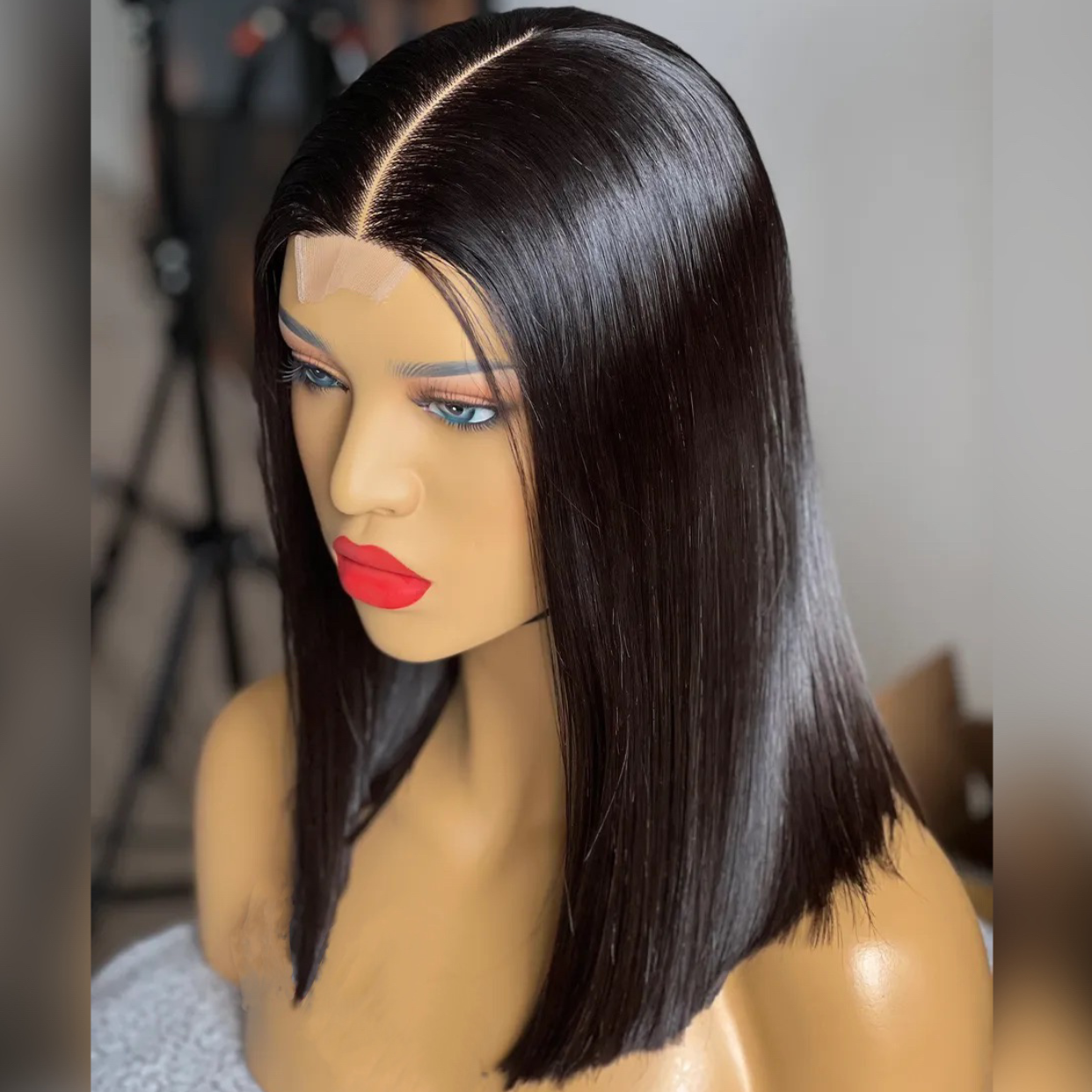 Wholesale 12A Grade Vietnamese Human Hair Bone Straight Lace Closure Wigs ,180% Density 2x6 Super Double Drawn Kim K Bob Wig