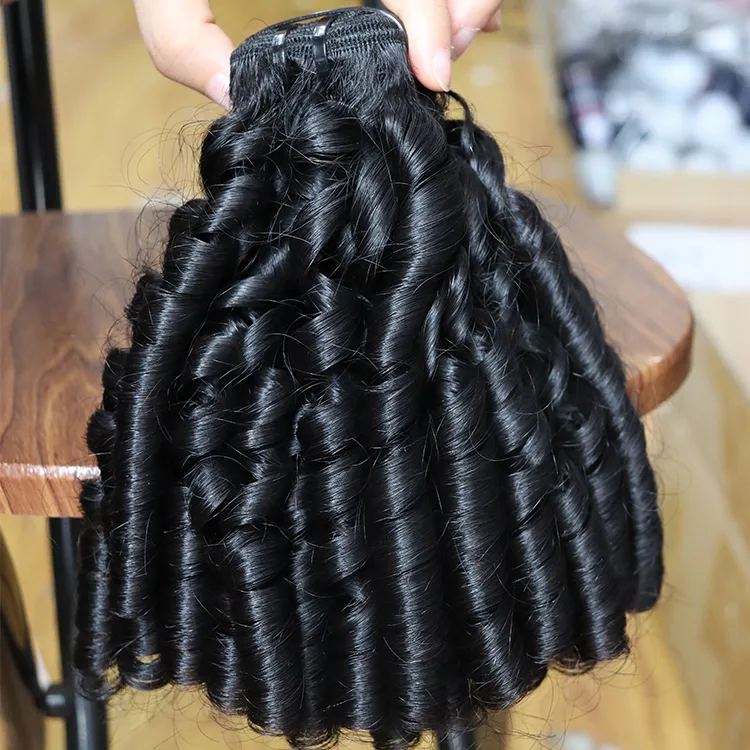 Bouncy Curly Spring Curl Human Hair 4 Bundles with Closure 8inch Romance Curl Short Spiral Hair Weave Aunty Funmi Hair Weft