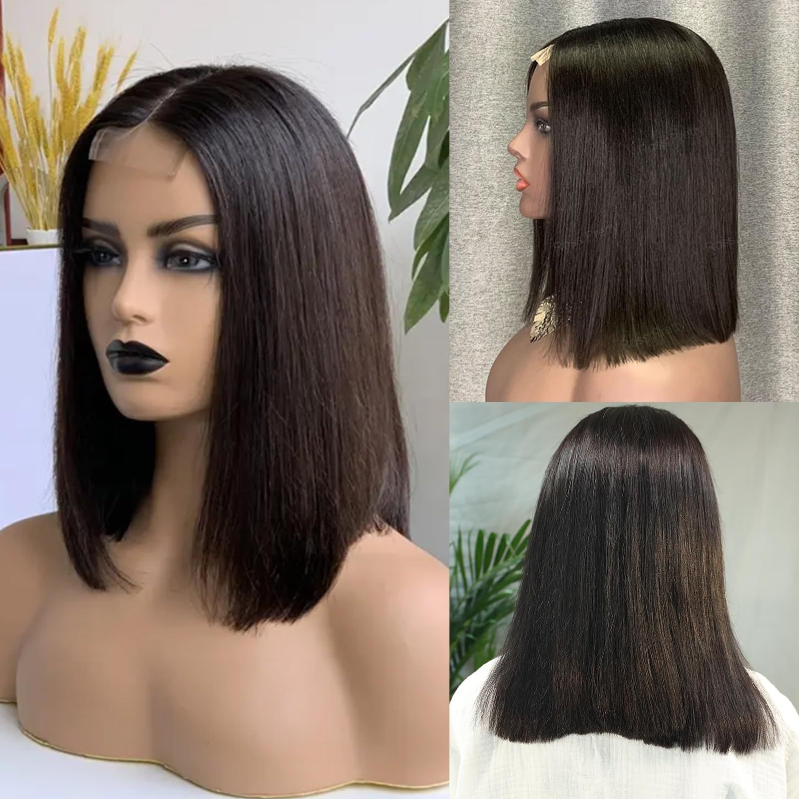 Wholesale 12A Grade Vietnamese Human Hair Bone Straight Lace Closure Wigs ,180% Density 2x6 Super Double Drawn Kim K Bob Wig