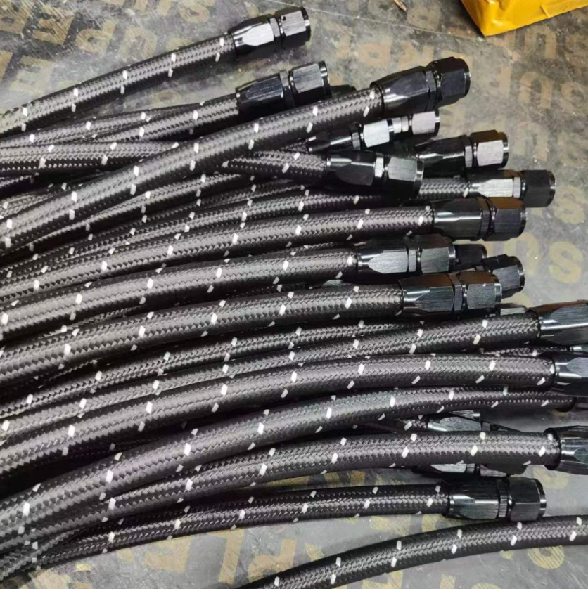 Big Promotion Multiple Size STOCK Stainless steel braided fuel line black nylon nbr/cpe oil hose 4an 6an 8an 10an 12an 16an 20an