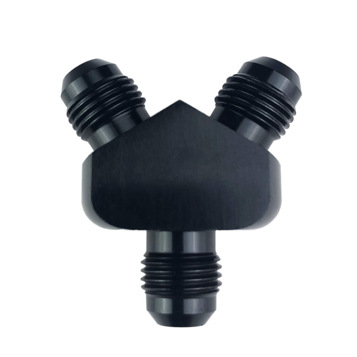 Aluminum Black Male Flare Thread  8AN to 8AN to AN8 3 way Y Adapters Fuel Hose Fitting Y Tube Connector