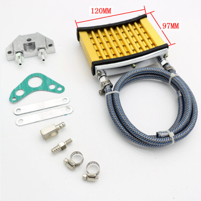 Aluminum Bike ATV Oil Cooler Engine Pit Dirt Bike Universal Motorcycle Engine Oil Cooler Mounting Kit for 125cc 140cc 150cc