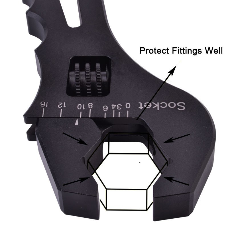 Lightweight aluminum long handle spanner AN line hose fitting an3 to an16 an wrench adjustable