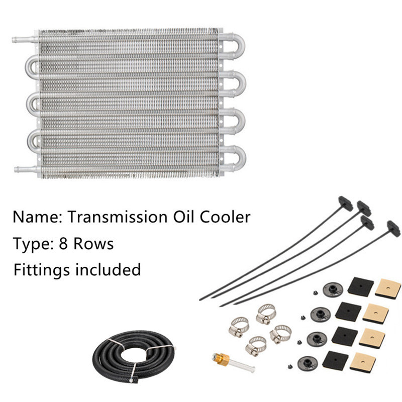 Haofa universal auto cooling system motorcycle black Silver 8 Row 8 Pass Tube and Fin Oil Cooler Aluminium Transmission Cooler