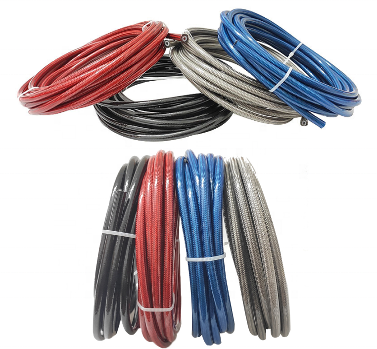 AN3 AN4 PTFE Brake Lines Hoses with Female Swivel Straight Hose Ends for Flexible Brake & Clutch Hoses