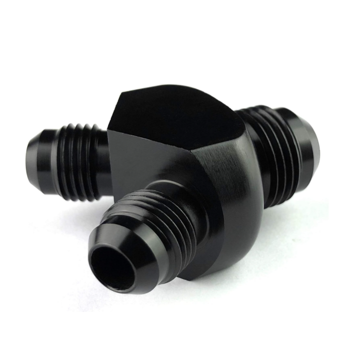 Aluminum Black Male Flare Thread  8AN to 8AN to AN8 3 way Y Adapters Fuel Hose Fitting Y Tube Connector