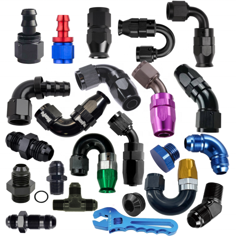 Haofa manufacturer anodized black dash 4 6 8 10 12 full flow fittings swivel aluminum an hose end with logo custom