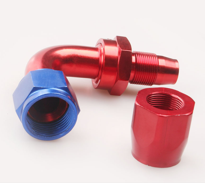 Hao Fa AN8-90 Degree Aluminum Oil Cooler Connector AN Line Rotary Swivel Hose End Anodized AN8 Hose End Joint Fitting