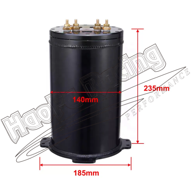 Haofa Anodized Black 2.8L Surge Tank with -8 AN8 8AN O-Ring  for Single/Twin 39mm-40mm Intank Pumps