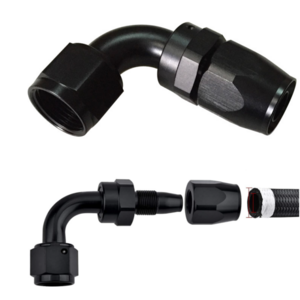 Haofa swivel female oil fuel hose end aluminum adapter 4an an4 90 degree black fitting